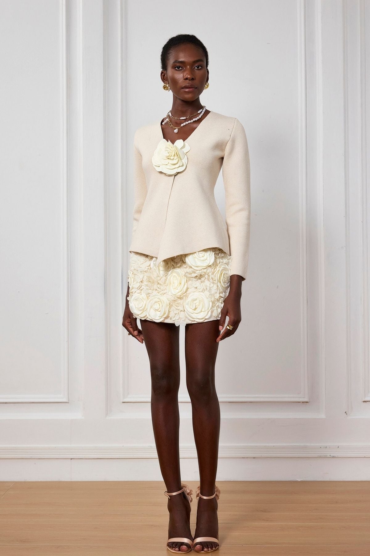 Sarahi Knit Flower Plunge Top