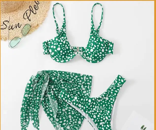 Tie Dye Bikini 2022 Skirts 3 Pieces Set Push Up Swimsuit Women Underwired Swimwear Female Sexy Bathing Suit Beach Wear