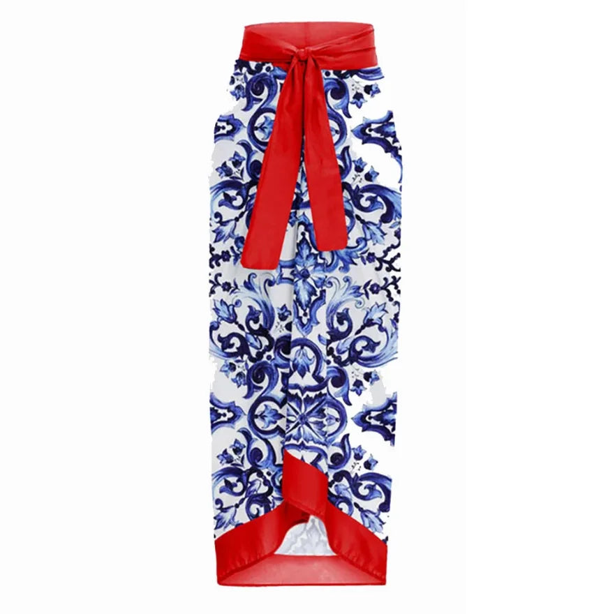 Printed 2024 Trend One Piece Swimsuit Luxury Tankini Set Women's Beachwear Push-ups Suspender Summer