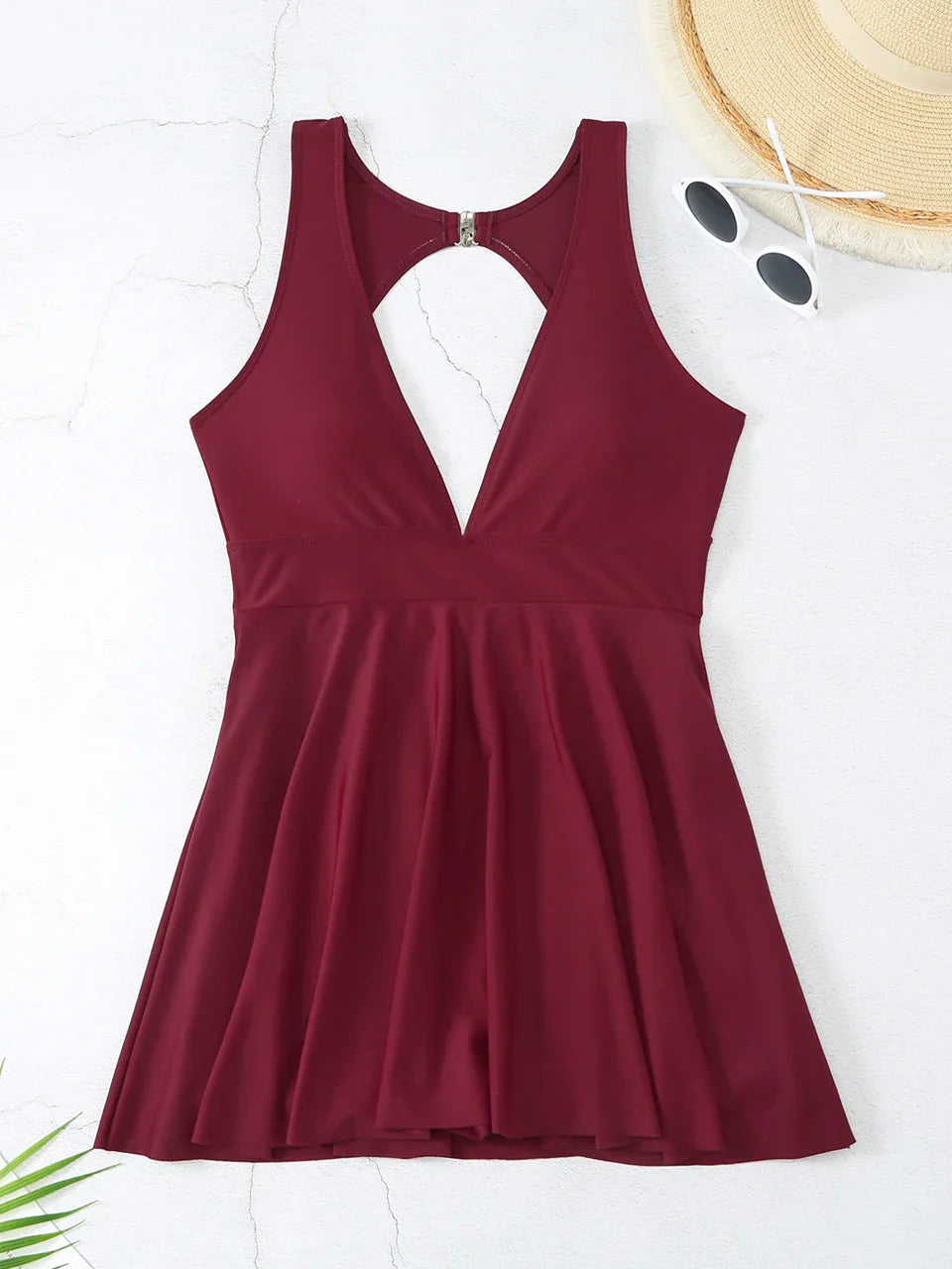 Deep V Neck Swimsuit 2024 Women One Piece Backless Swimwear Solid Beach Skirt Summer Female Bathers Bathing Swimming Bodysuit