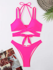 Bikini Women Swimsuit 2024 New Solid Sling Lace Up Bikinis Set Sexy Thong Swimwear Summer Two Piece Beach Bathing Suit Female