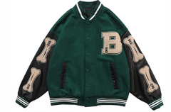 Pu Sleeve Oversized Varsity Jacket