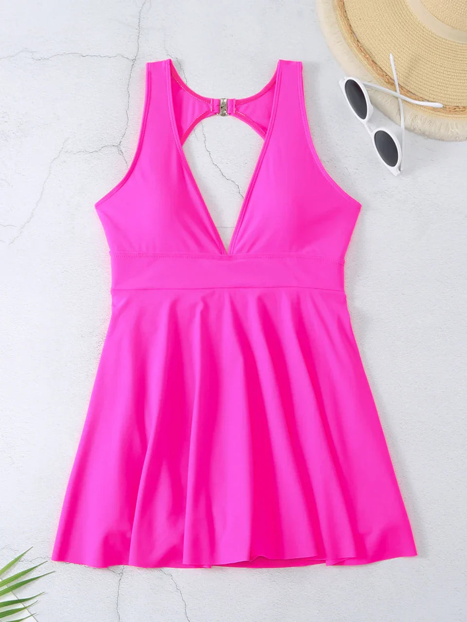 Deep V Neck Swimsuit 2024 Women One Piece Backless Swimwear Solid Beach Skirt Summer Female Bathers Bathing Swimming Bodysuit