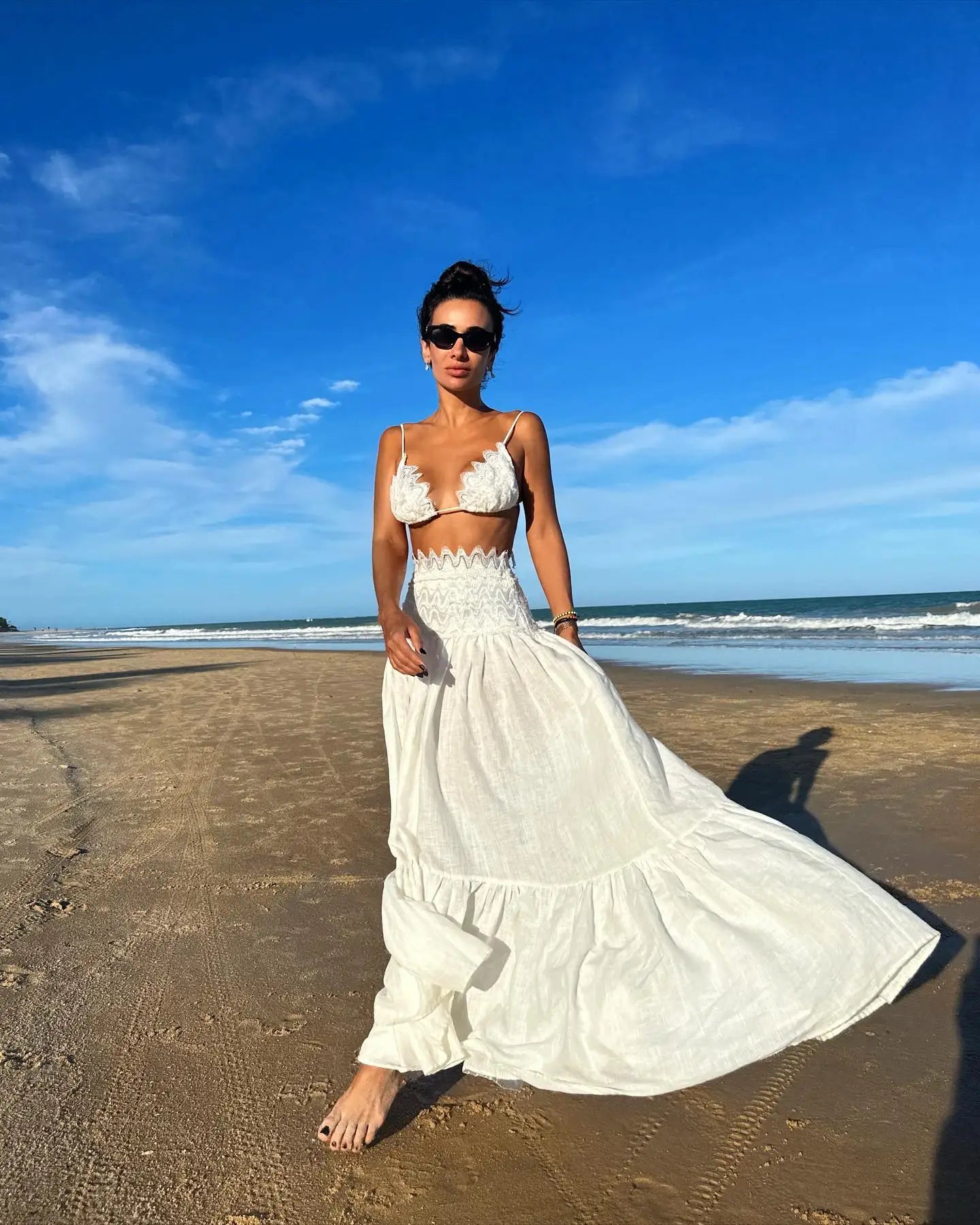 Sexy Women 3 Pieces Swimsuits Bikinis Sets With Skirt Pants Cover Ups Swimming Suits Female Swimwear Summer Outfits Beachwear