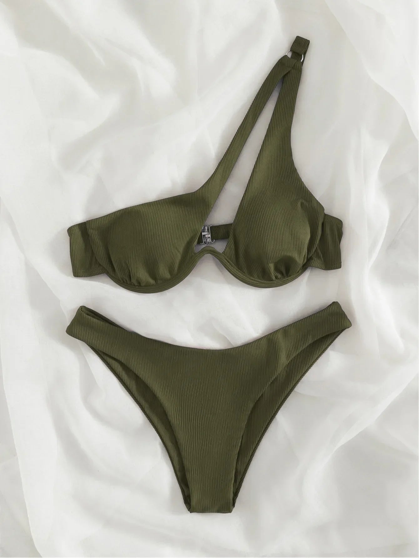 Sexy Push Up Bikini Set Women Cut Out Swimsuit Summer One Shoulder Swimwear Female Bathing Suit Beachwear Lady High Waist Bikini