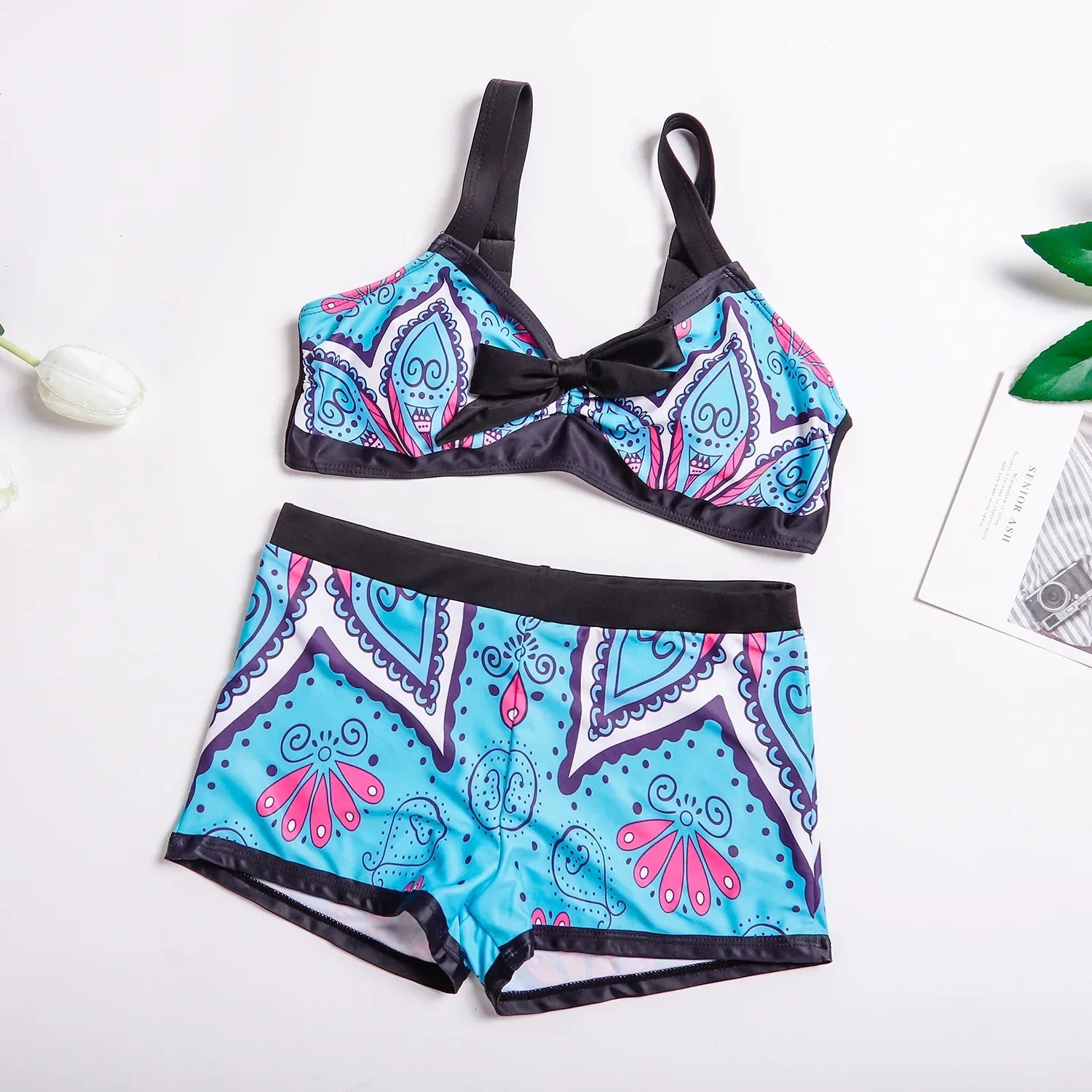 Plus Size Bikini Set 2-Piece Swimsuit 2024 Swimwear Women Sexy Swimming Suit Beachwear Bathing Suit Summer High Waist Monokini