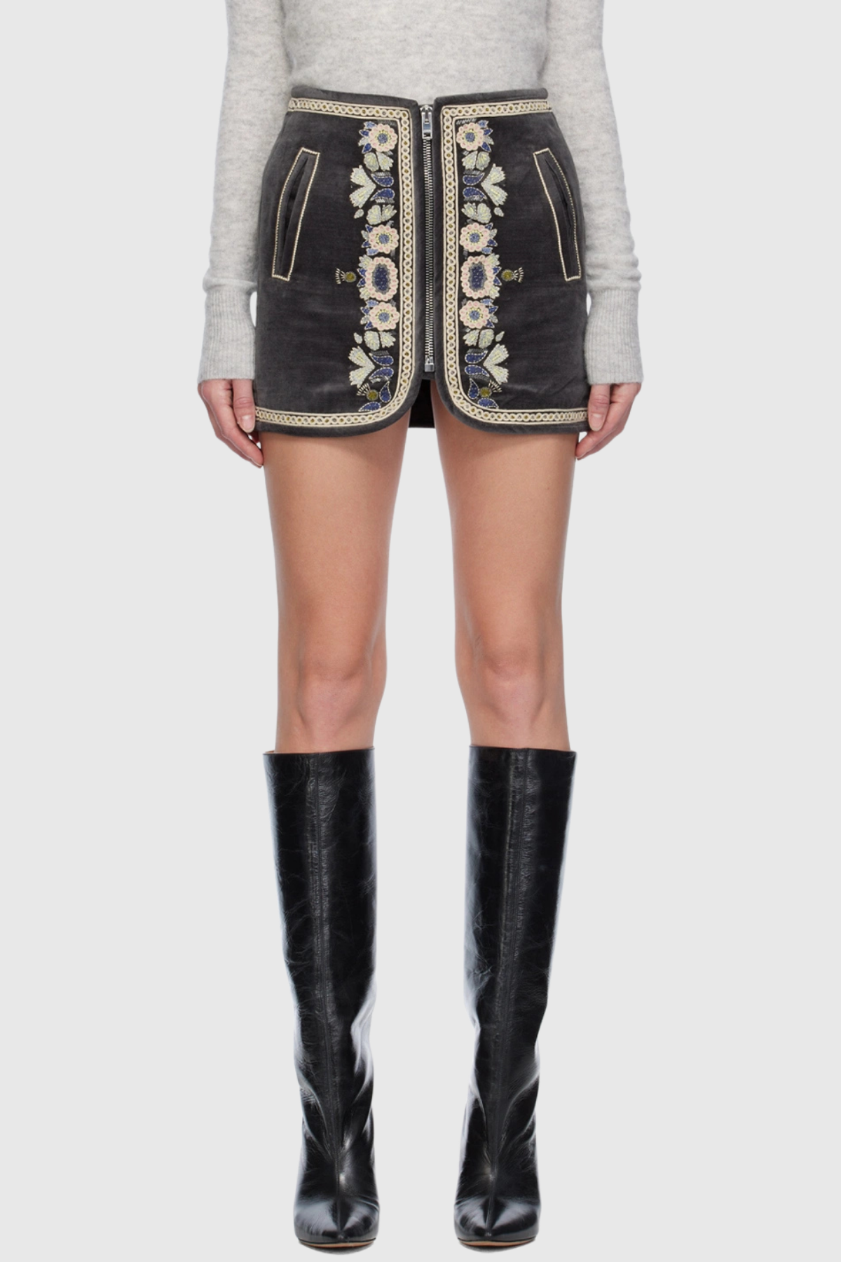 Stacey Embroidered Zipper Skirt
