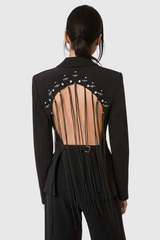 Vienna Hollow Fringe Backless Blazer