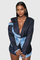 Virginia Ruch Plunge Blazer In Black