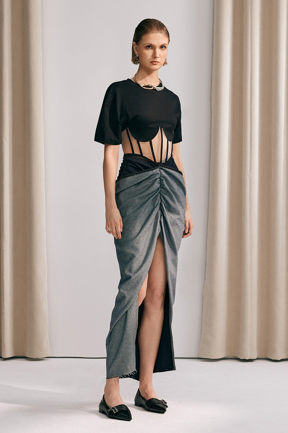 Zora Corset T shirt In Black
