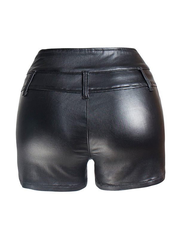 Sexy Skinny Solid Color PU Skirts Bottoms