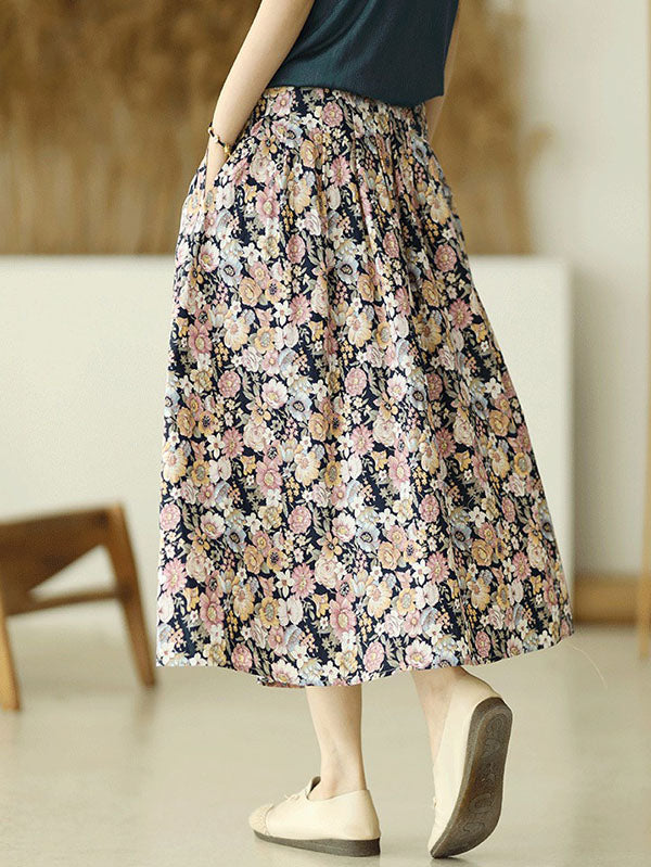 Original Floral Cotton-Blend A-Line Skirt