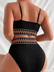 Women's European And American Webbing High Waist Sexy Backless Bikini Split Swimsuit