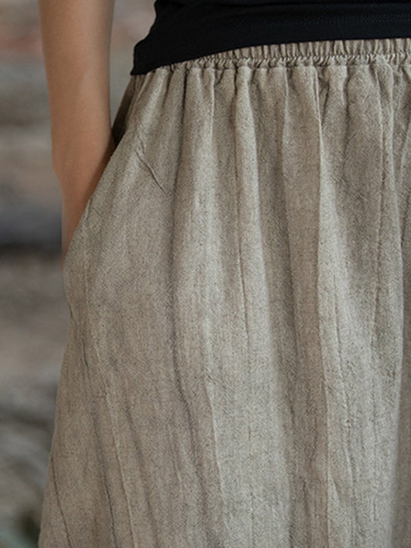Elasticity Pockets Tie-Dyed Loose Skirts Bottoms