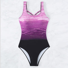 Women's Art Hawaiian Gradient One Piece Swimsuit