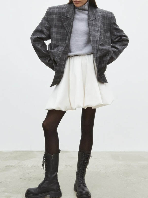 Elasticity Solid Color A-Line High Waisted Skirts Bottoms