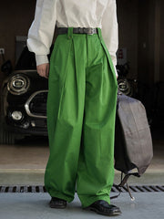 Pleated Solid Color High Waisted Wide Leg Trousers Casual Pants Bottoms
