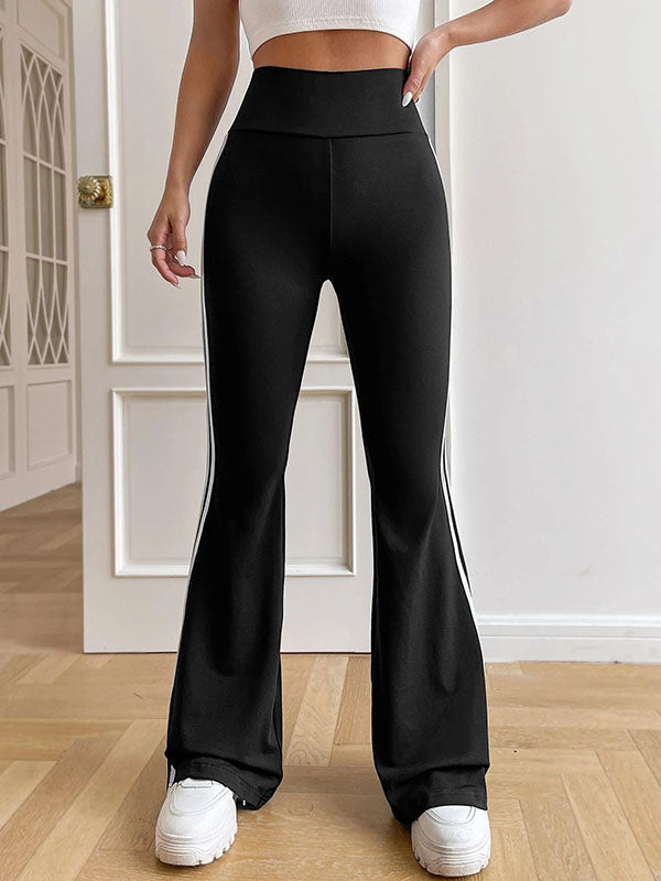 Split-Joint Striped High Waisted Wide Leg Trousers Pants