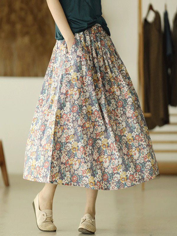 Original Floral Cotton-Blend A-Line Skirt