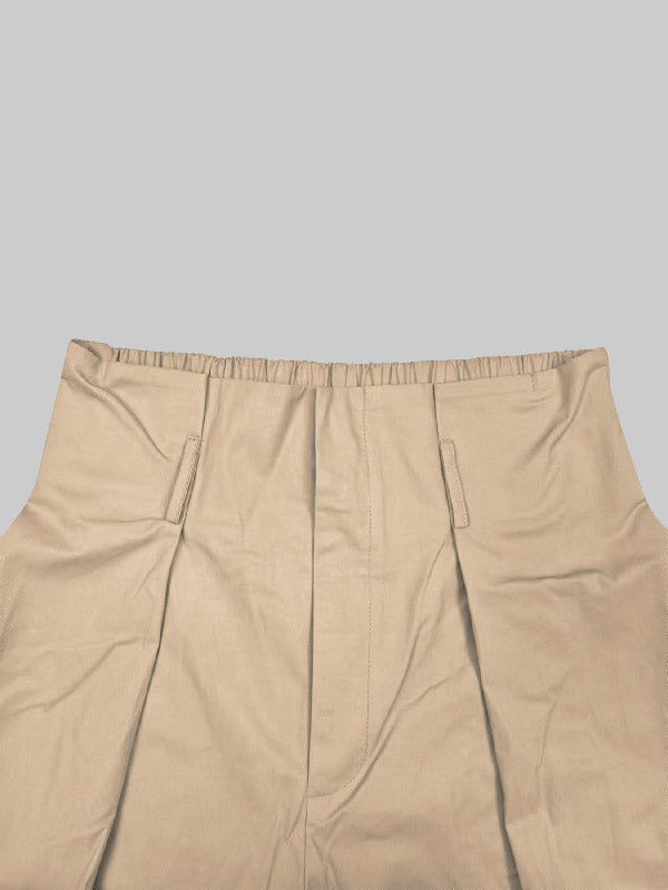 Pleated Solid Color Split-Joint High Waisted Loose Trousers Pants