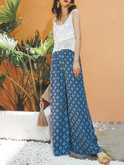 Casual Loose Plaid Wide Leg Trousers Pants