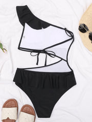 Tropical Floral Print Sexy One-Piece Swimsuit