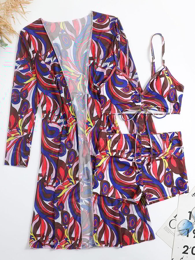 Fashion Sexy Printed Bikini Three Piece Set