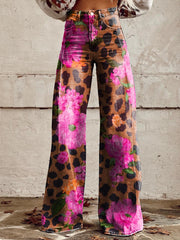 Women's Leopard Print Casual Wide Leg Pants