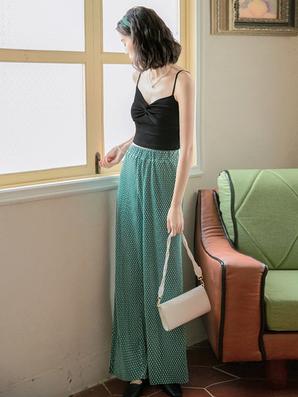 Casual High Waisted Loose Printed Wide Leg Pants Bottoms