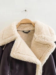Claire - Cropped Lambswool Leather Jacket