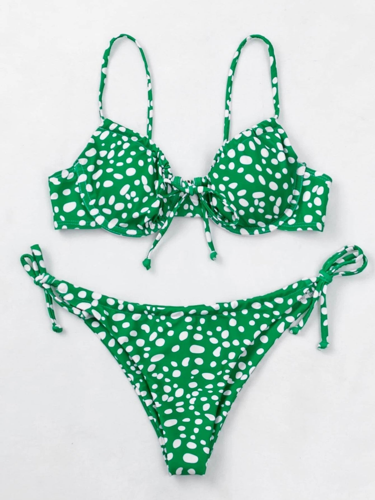 Mila Polka Dot Braided Rope Triangle Bikini