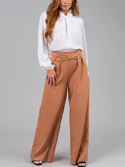 Pleated Split-Joint High Waisted Loose Trousers Pants