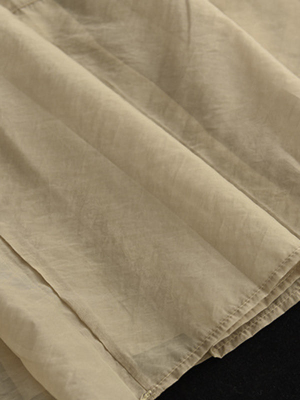 Simple Loose Solid Color Split-Joint Bubble Skirt