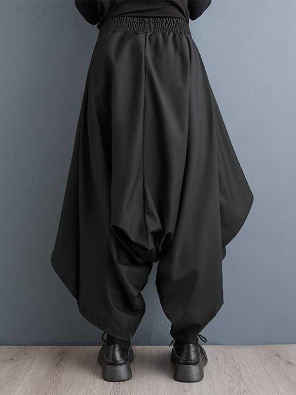 Asymmetric Elasticity Layered Solid Color High Waisted Loose Culotte
