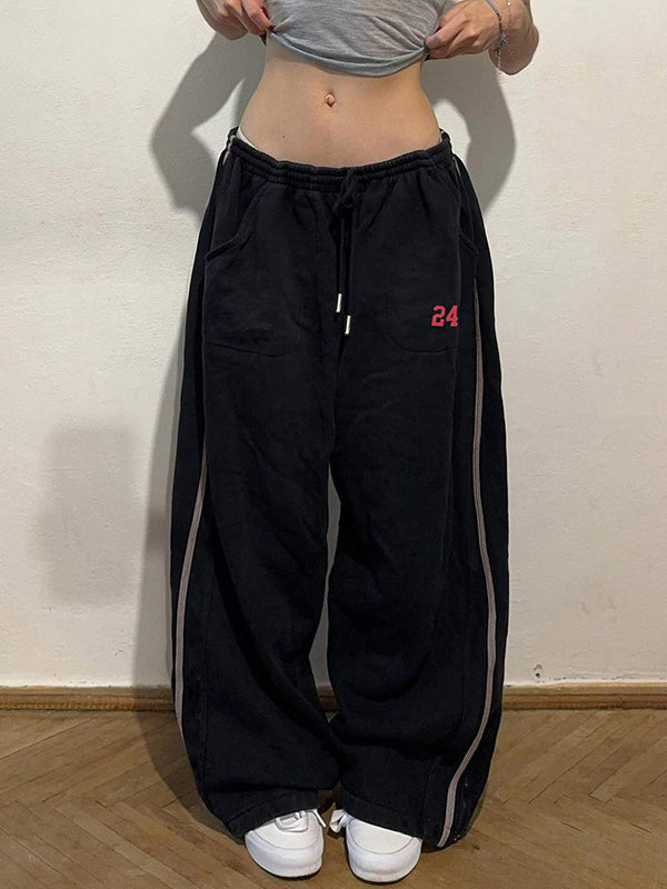Loose Letter Print Wide-Leg Pants