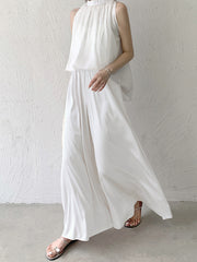 Solid Color High Waisted Wide Leg Culotte Casual Pants Bottoms