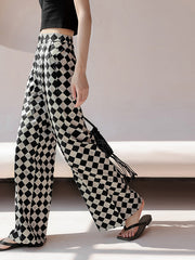 Vacation High Waisted Plaid Pants