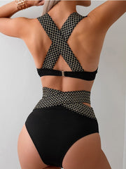 Women's Metallic Color Block Beach Sexy Skinny Bikini
