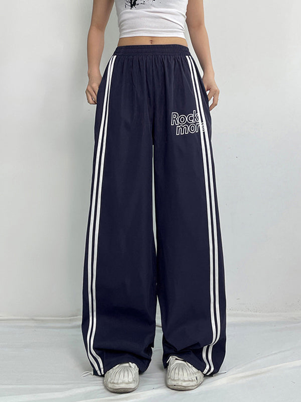 Loose Letter Print Wide-Leg Pants