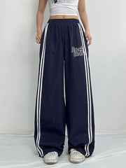 Loose Letter Print Wide-Leg Pants