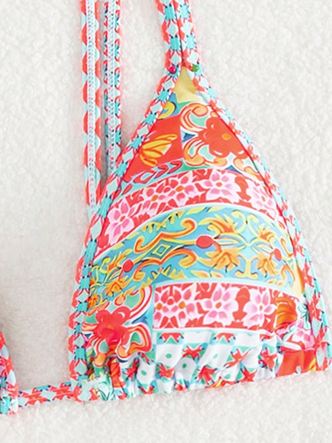 Women's Hawaiian Resort Print Strappy Beach Bikini