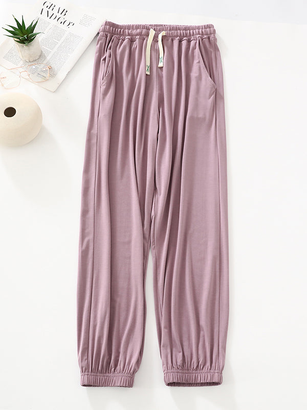 Anti-Mosquito Drawstring Elasticity Pleated High Waisted Loose Yoga Bottoms Pants