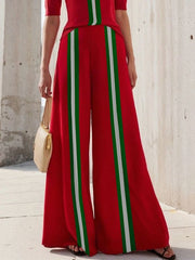 High Waisted Loose Contrast Color Pants Trousers