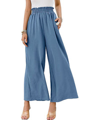Simple Wide Leg Loose Elasticity Casual Pants Bottoms