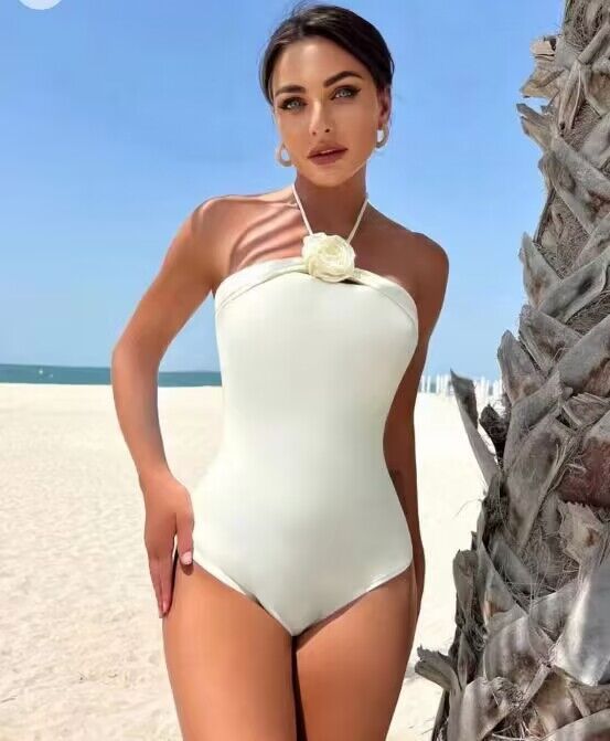 Ksenia Halter Neck 3D Flower One-Piece Swimsuit