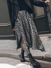 Bronzing Contrast Color Split-Side Loose Skirts Bottoms