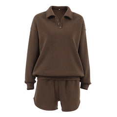 Autumn And Winter Leisure Top Shorts Polo Shirt Suit