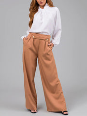 Pleated Split-Joint High Waisted Loose Trousers Pants