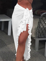 Women's Chiffon Ruffle Beach Sunscreen Cover Up Skirt