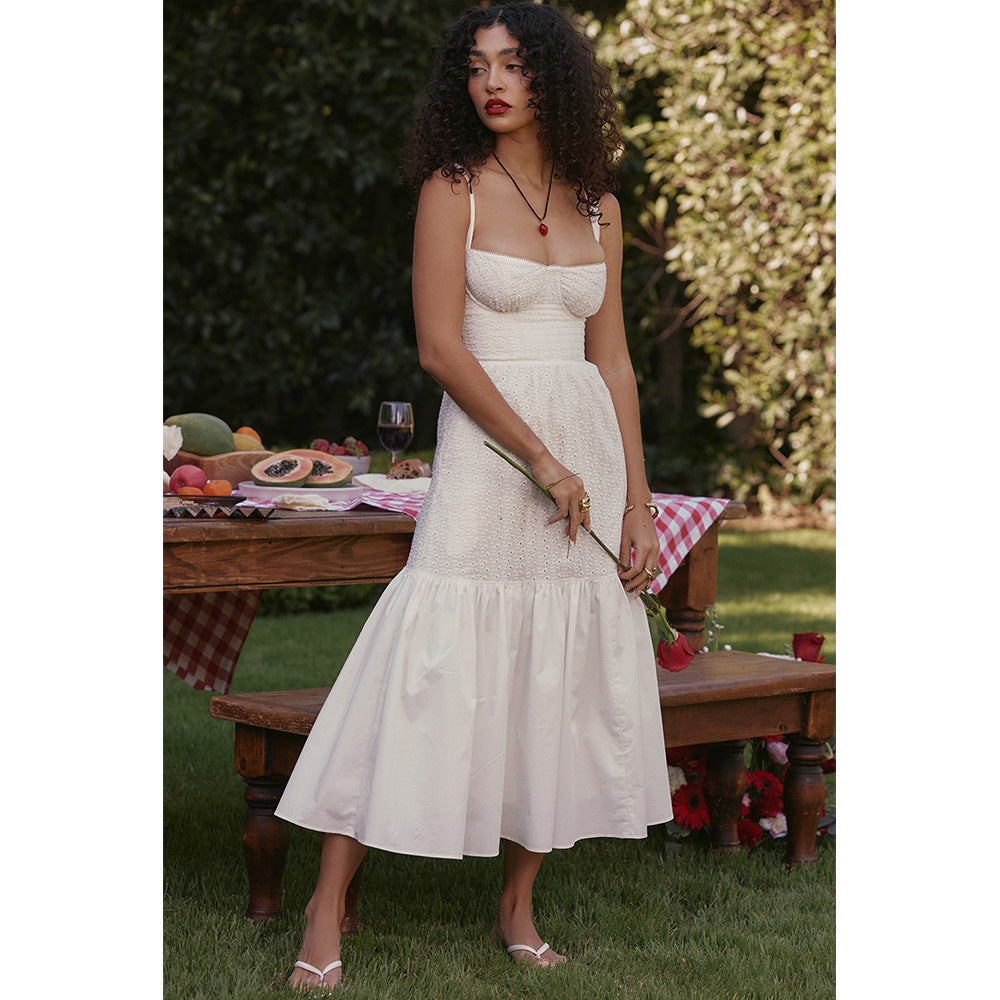 Delilah Linen Suspender Midi Dress